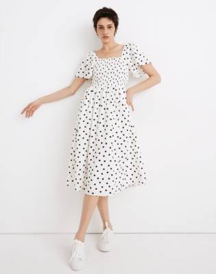 Linen-Blend Lucie Smocked Midi Dress in ...